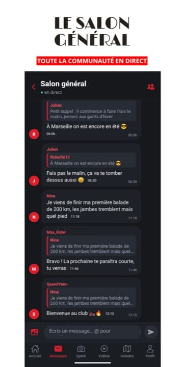 Le salon général — toute la communauté en direct